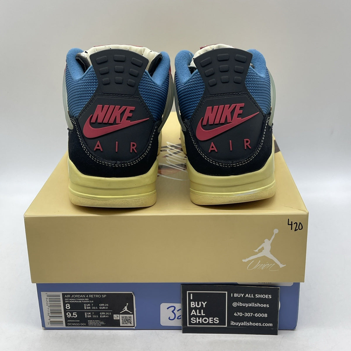 Size 8 - Air Jordan 4 Retro x Union LA Mid Off Noir (DC9533-001)