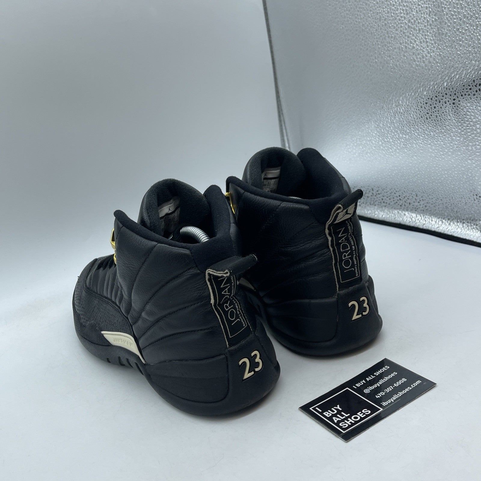 Size 9.5 - Air Jordan 12 Retro The Master Black Gold White Leather (130690-013)