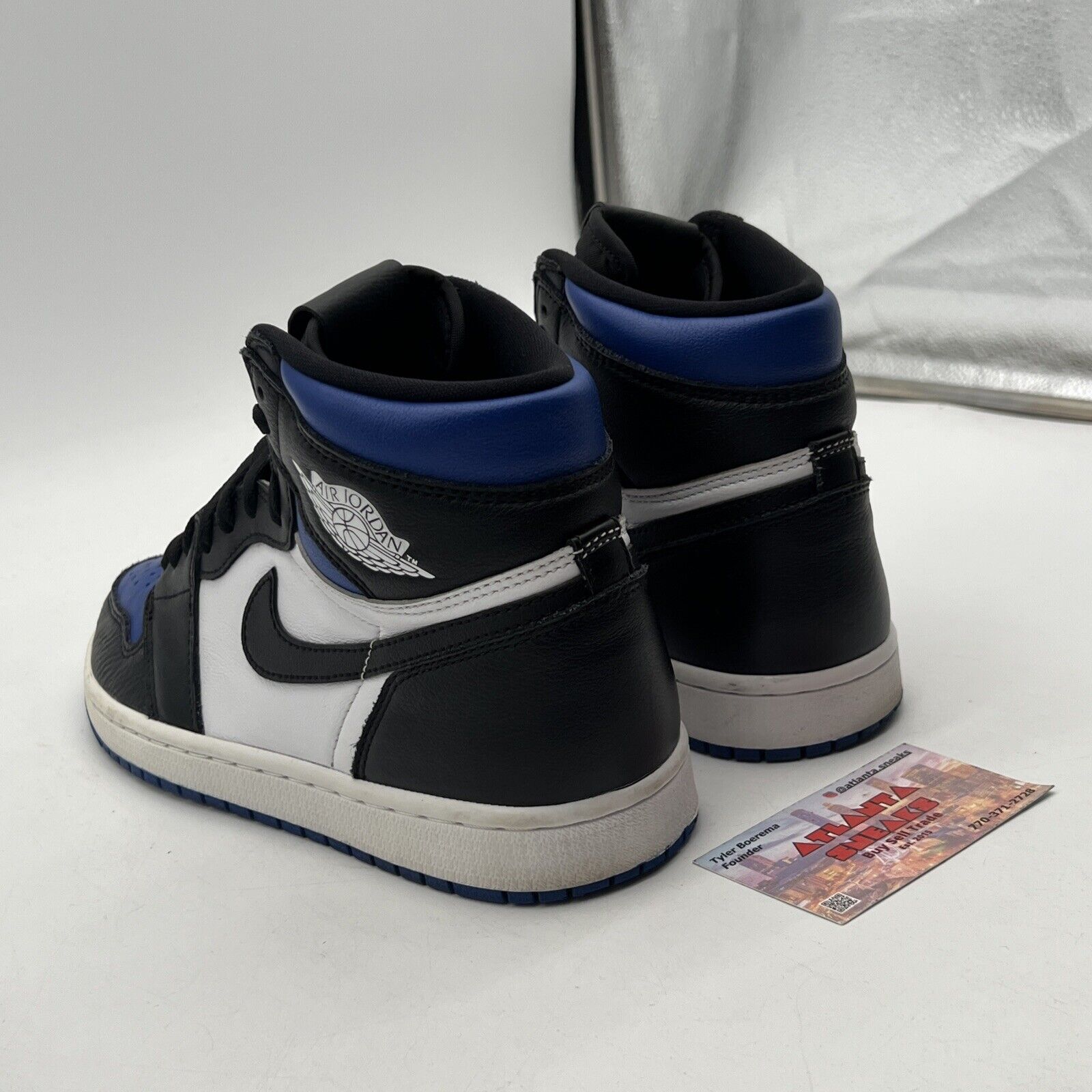 Size 8 - Jordan 1 Retro OG High Royal Toe Black White Blue Leather (555088-041)