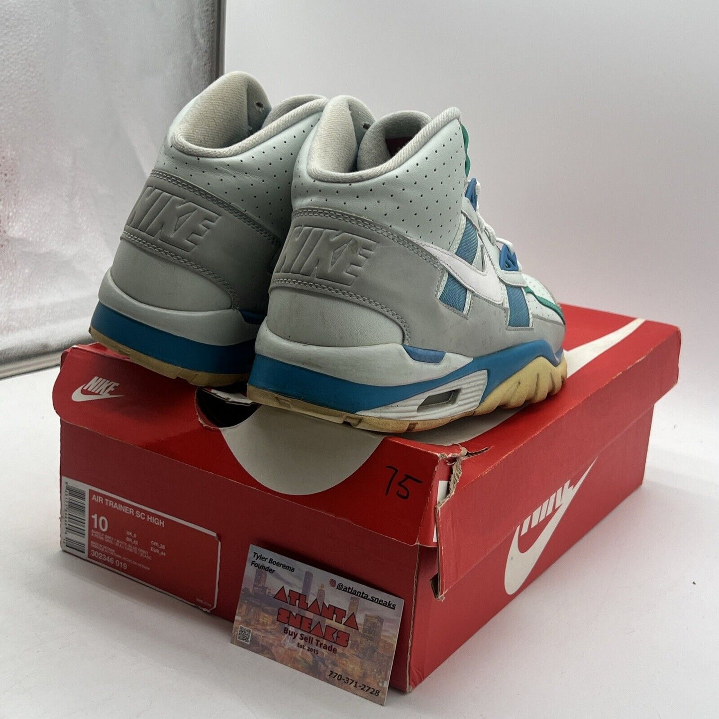 Size 10 - Nike Air Trainer SC High Barely Grey Blue Orbit (302346-019)