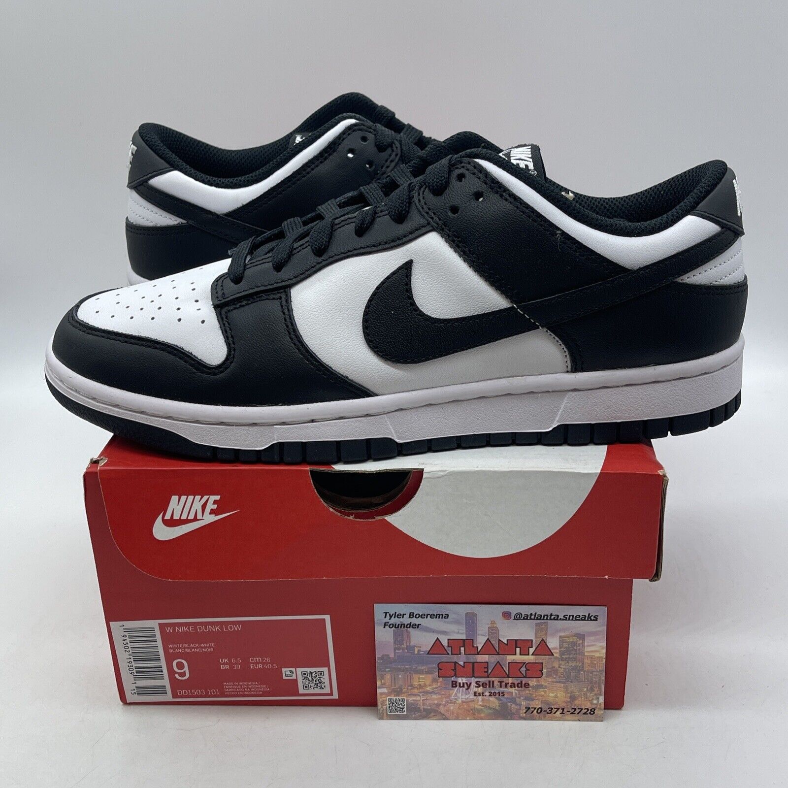 Size 9W - Nike Dunk Low Black White Leather (DD1503-101)