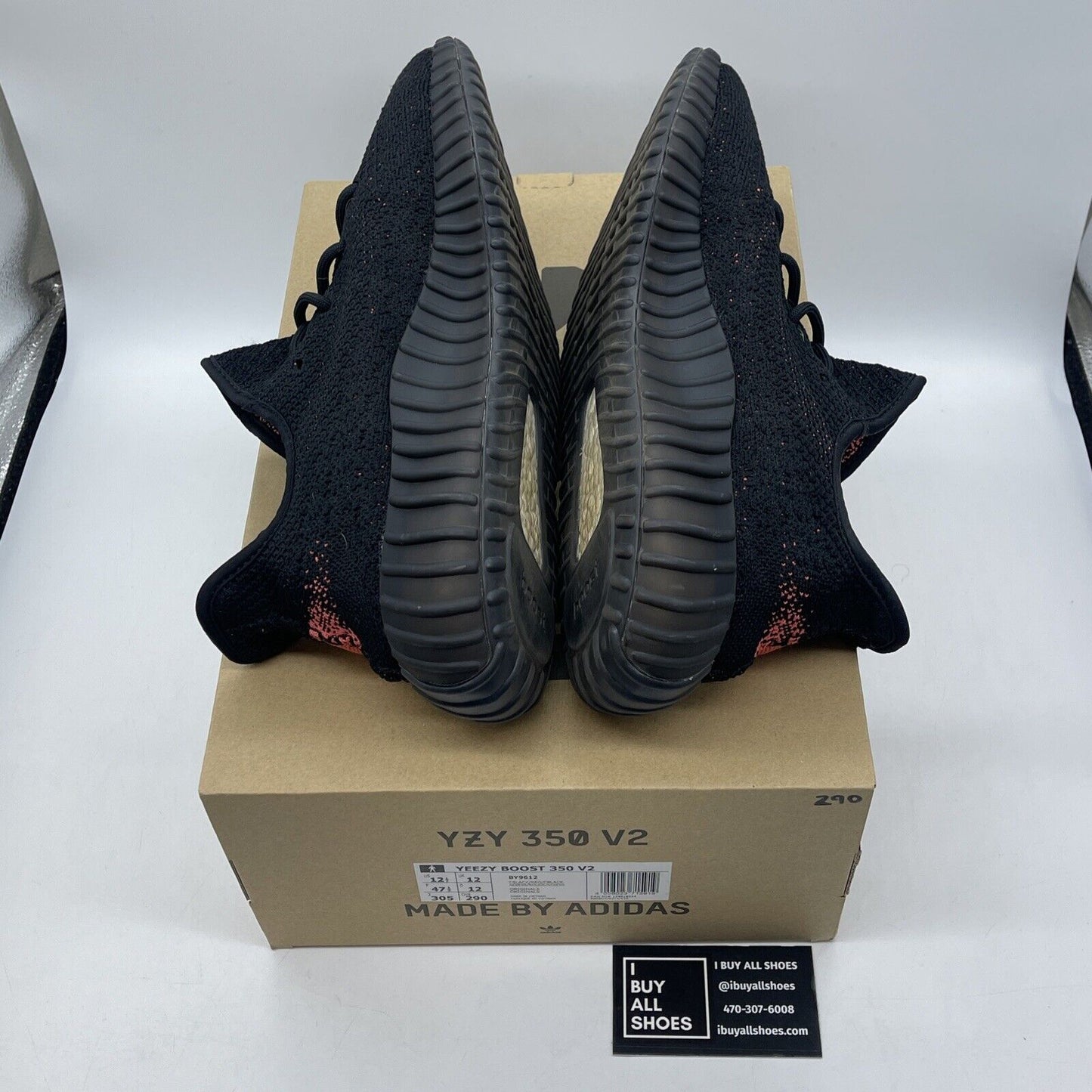 Size 12.5 - adidas Yeezy Boost 350 V2 Low Red Stripe Black Suede (BY9612)