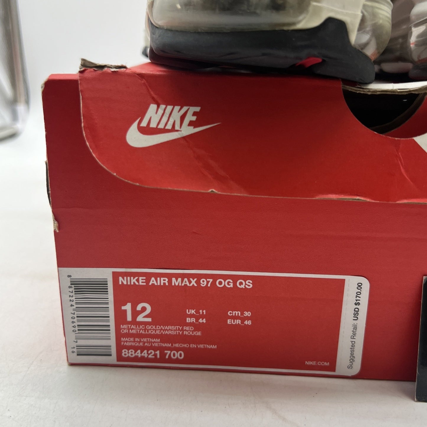 Size 12 - Nike Air Max 97 OG QS Metallic Gold (884421-700)