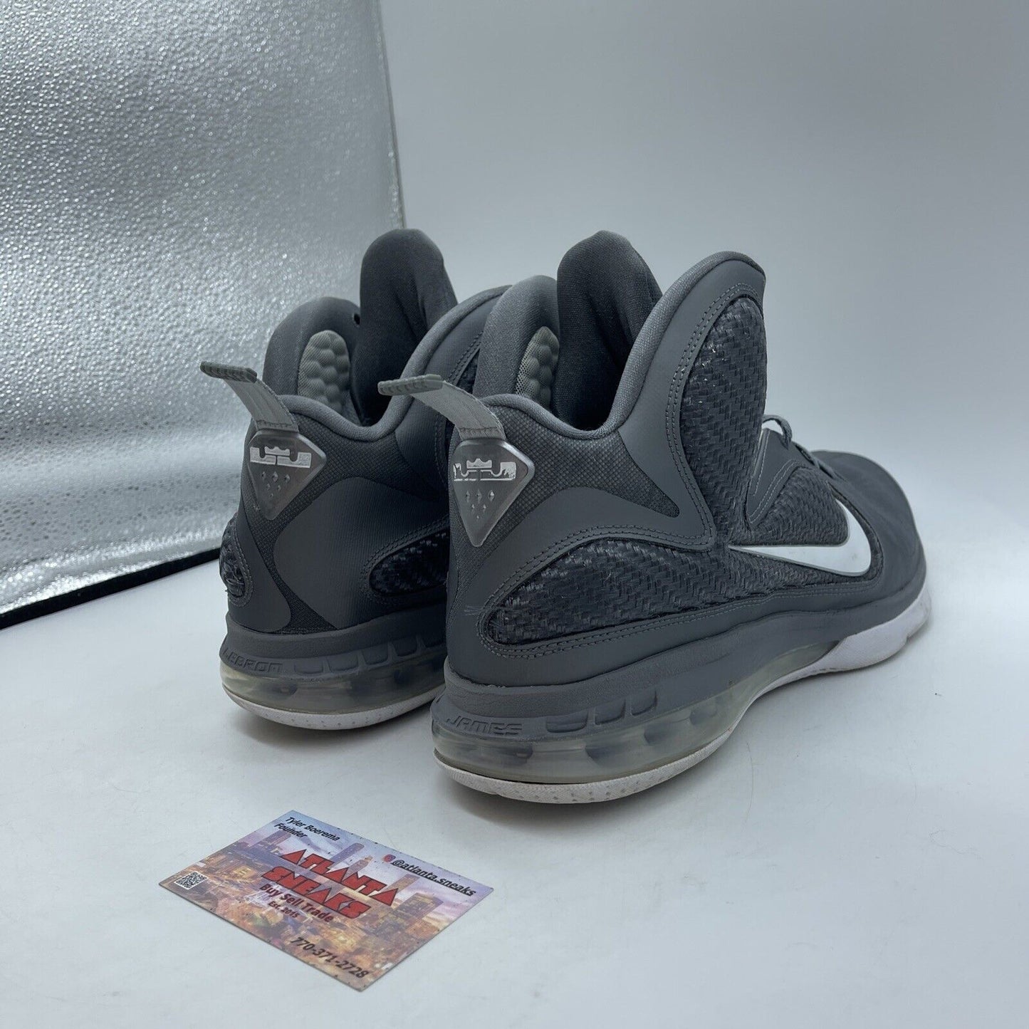 Size 11 - Nike LeBron 9 Cool Grey White Silver Suede Leather (469764-007)