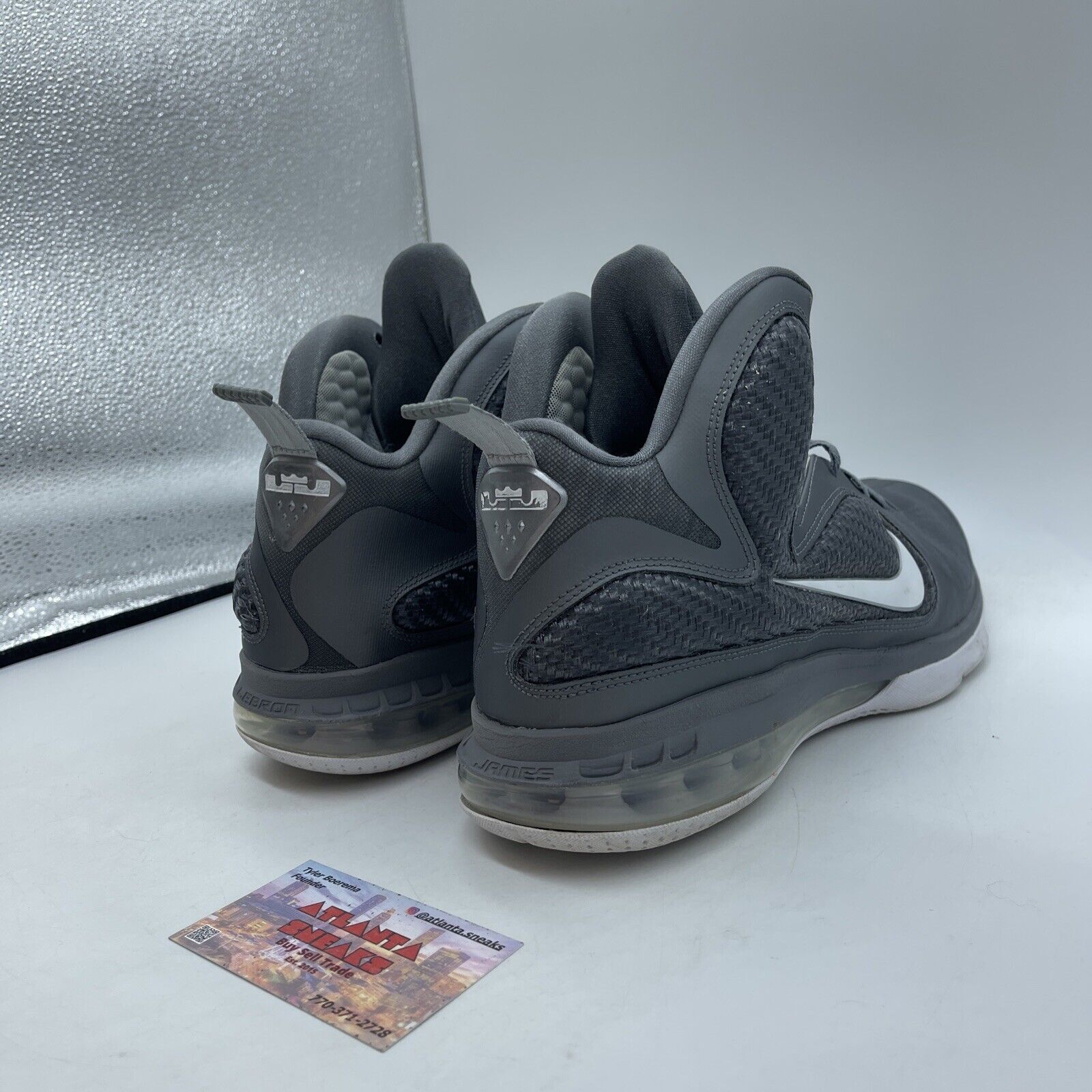 Size 11 - Nike LeBron 9 Cool Grey White Silver Suede Leather (469764-007)