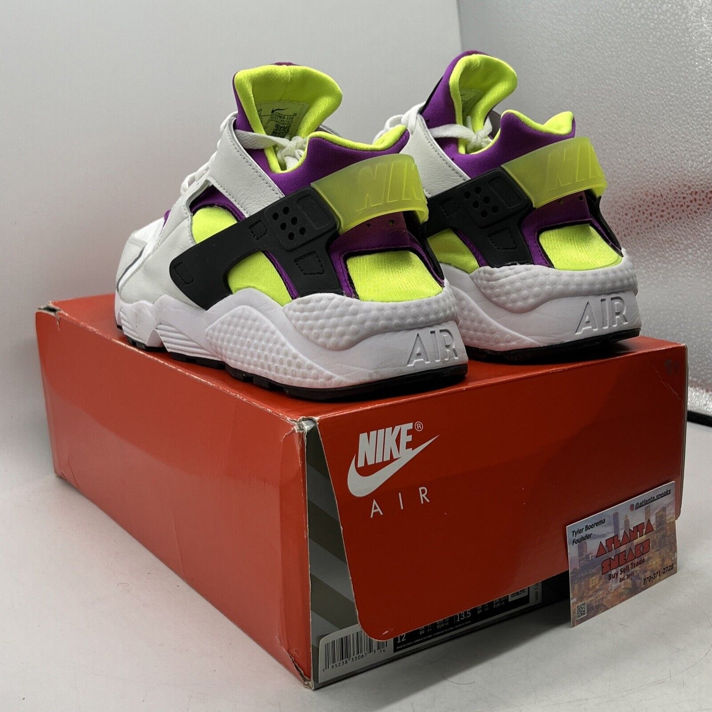 Size 12 - Nike Air Huarache Magenta White Neon Yellow Black Purple (DD1068-104)