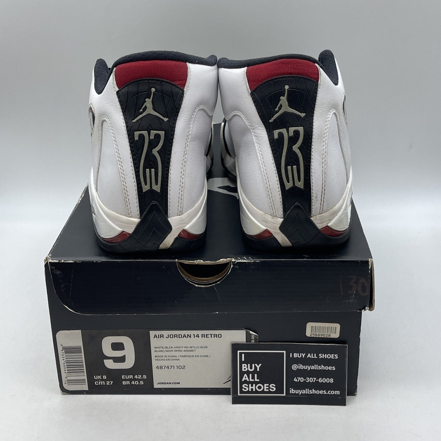 Size 9 - Air Jordan 14 Retro 2014 Black Toe (487471-102)
