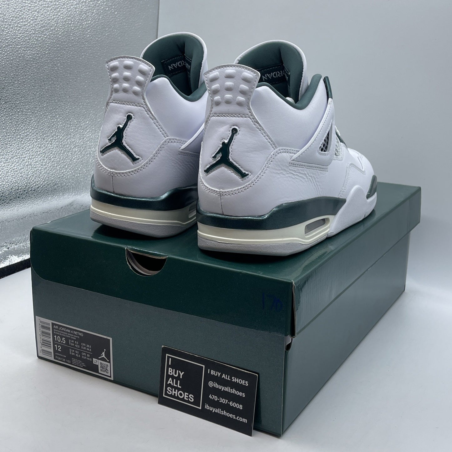 Size 10.5 - Air Jordan 4 Retro Oxidized Green White Leather (FQ8138-103)
