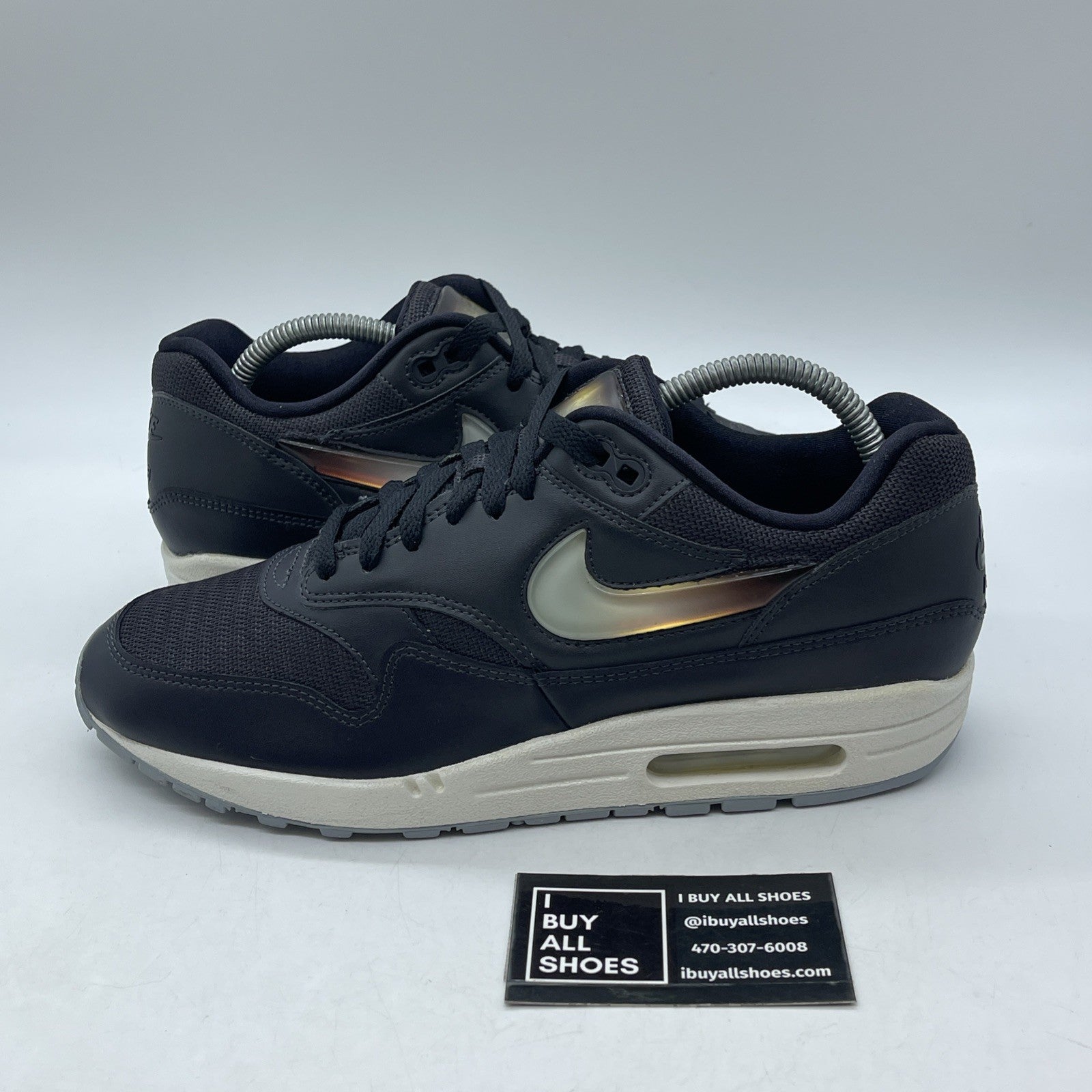 Size 10.5W - Nike Air Max 1 Jelly Jewel Black Leather (AT5248-001)