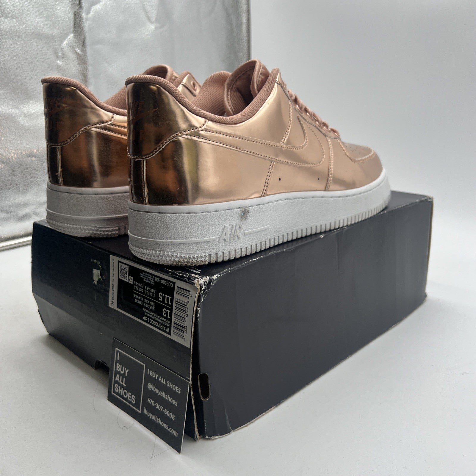 Size 13 - Nike Air Force 1 SP Metallic Rose Gold W (CQ6566-900)