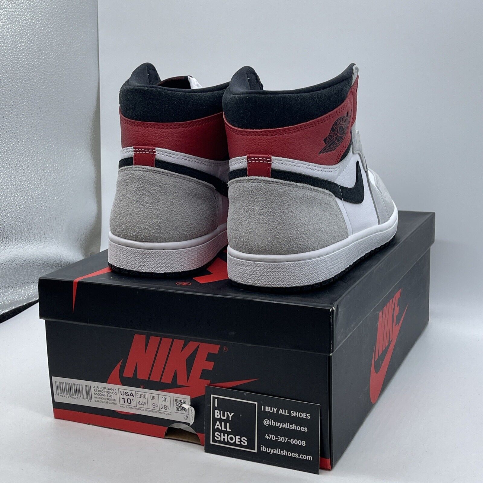Size 10.5 - Jordan 1 Retro High OG Smoke Gray Black White Leather Suede