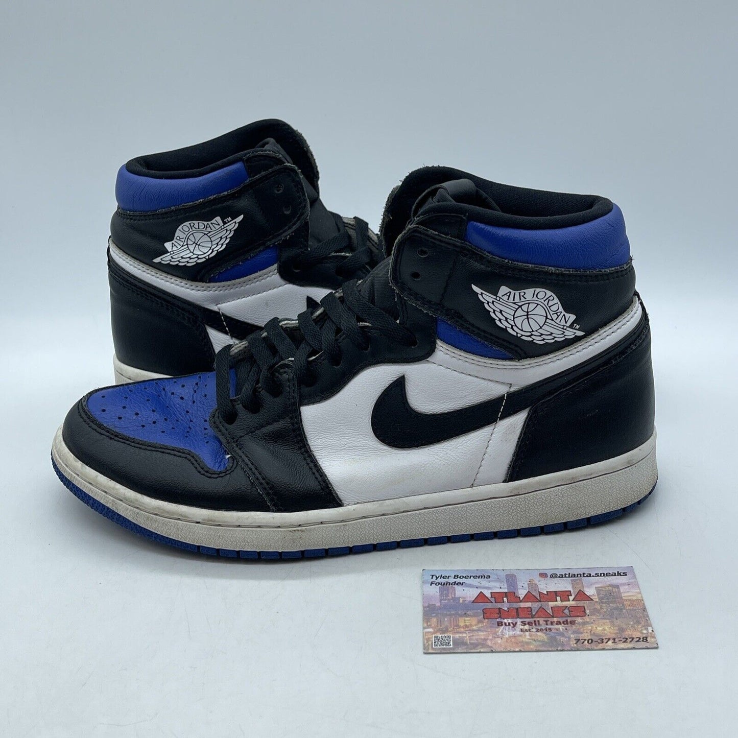 Size 9.5 - Jordan 1 Retro OG High Royal Toe Blue Black White Leather (555088-041