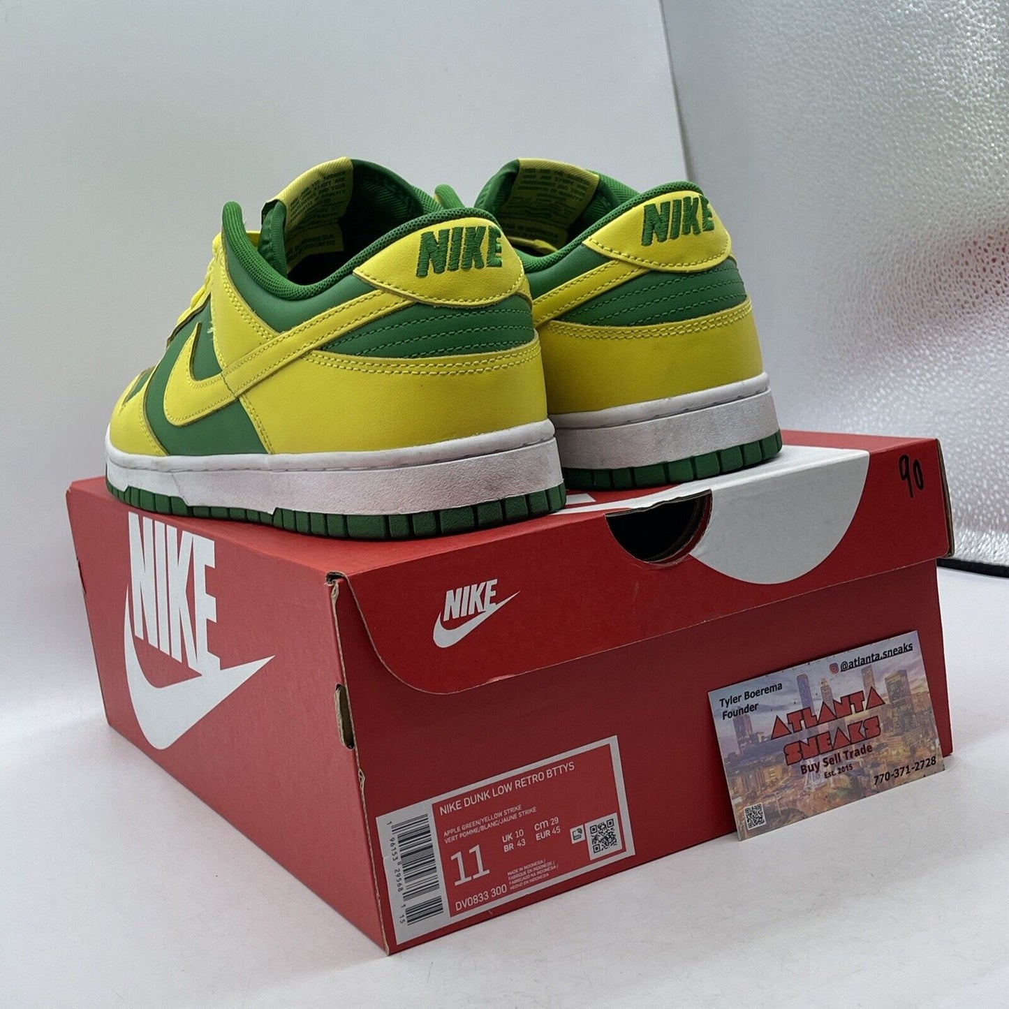 Size 11 - Nike Dunk Low Reverse Brazil White Yellow Green Leather (DV0833-300)