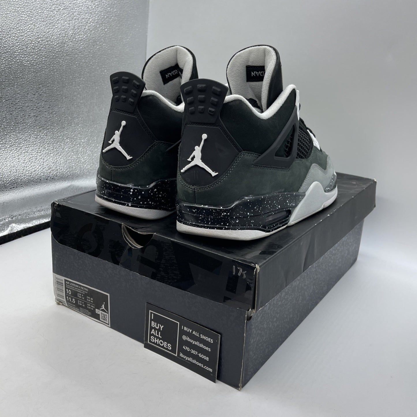 Size 10 - Air Jordan 4 Retro 2024 Fear Black White Suede (FQ8138-002)