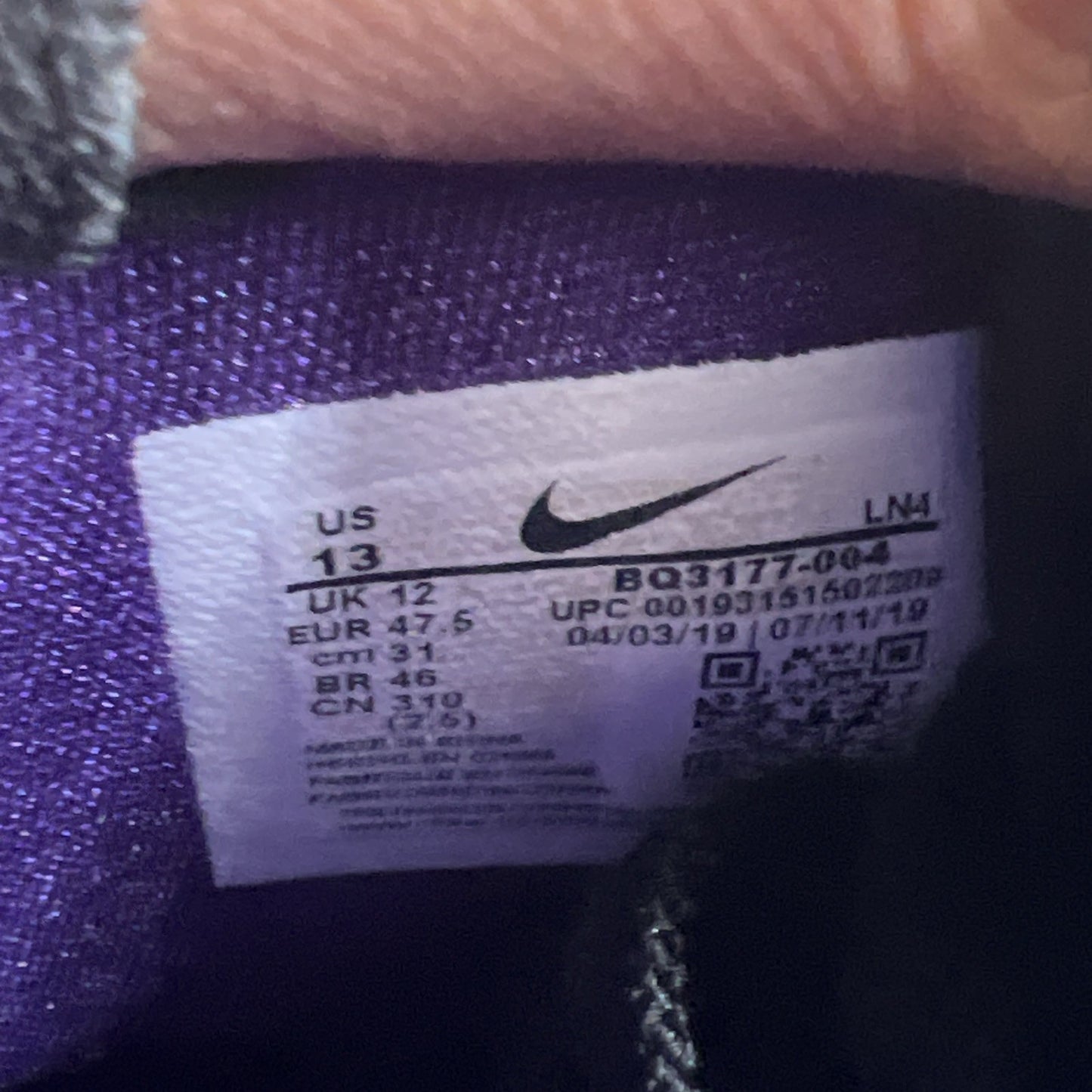 Size 13 - Nike LeBron 17 Lakers (BQ3177-004)