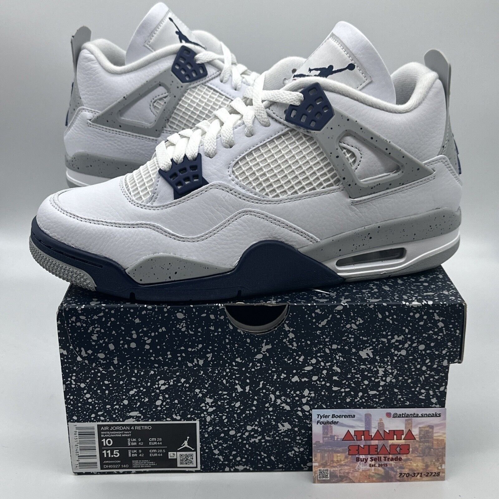 NIKE Jordan 4 Retro Shoes Unisex Size - Us M10 W11.5 White Dh6927  Midnight Navy