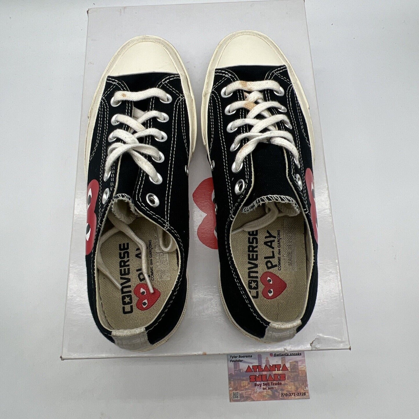 Size 7 - Converse Comme des Garçons Play x Chuck 70 2015 Low Black (150206C)