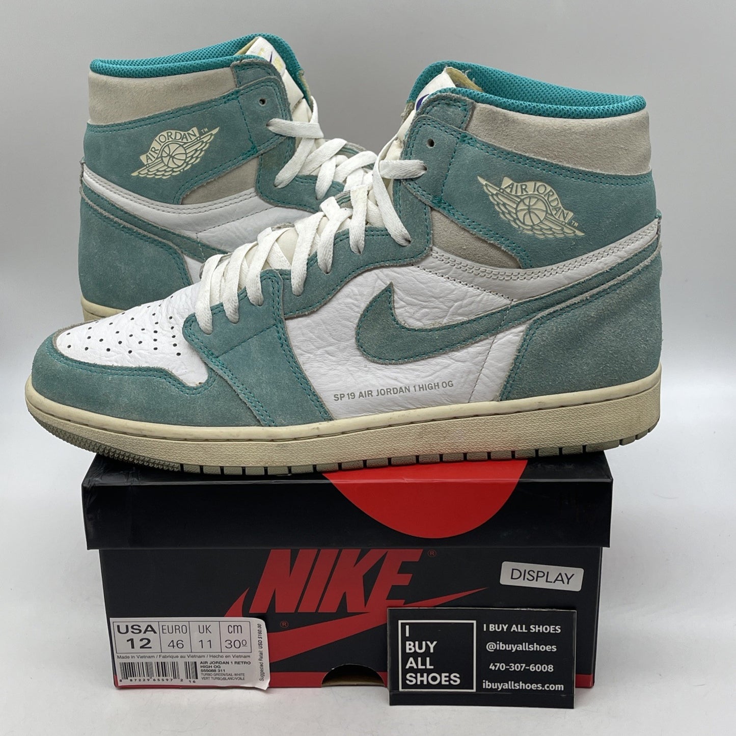 Size 12 - Air Jordan 1 Retro OG High Turbo Green (555088-311)