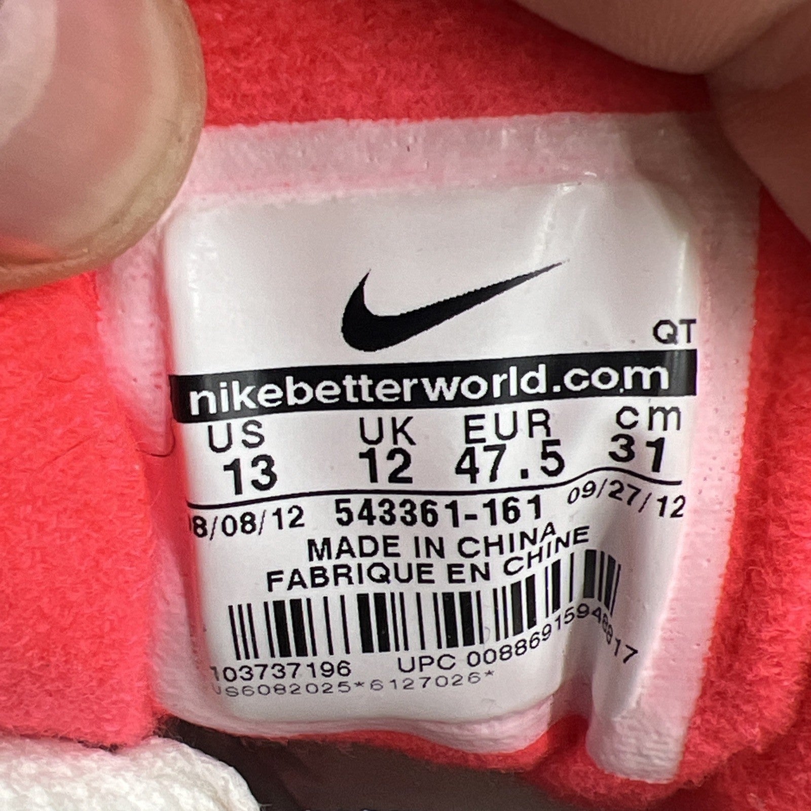 Size 13 - Nike Air Max 90 OG Vintage 2013 Infrared (543361-161)