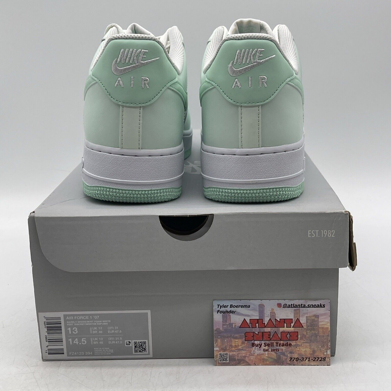 Size 13 - Nike Air Force 1 Low Mint Foam White Mint Green Leather (FZ4123-394)