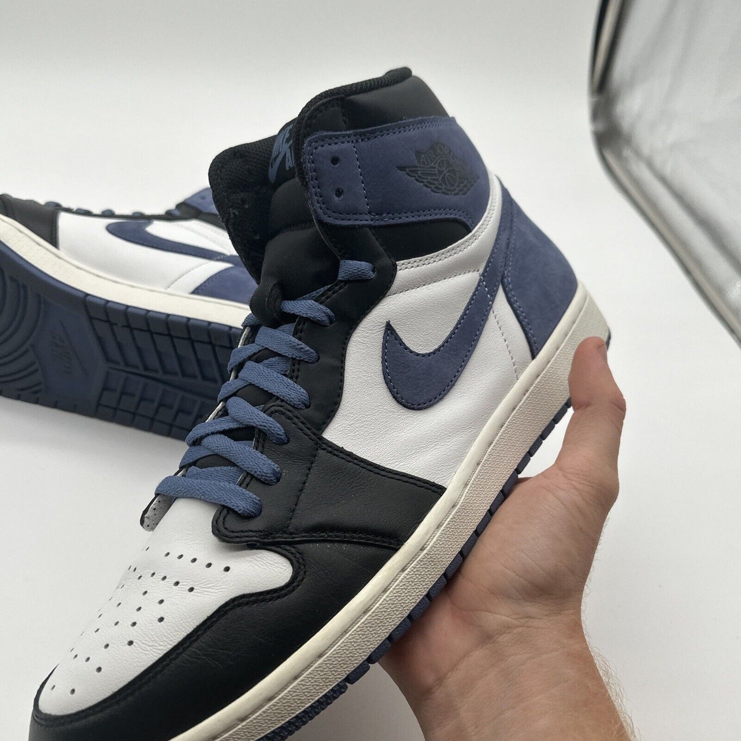 Size 13 - Jordan 1 Retro High OG Blue Moon 2018 Navy White Black Spades Icy Cond