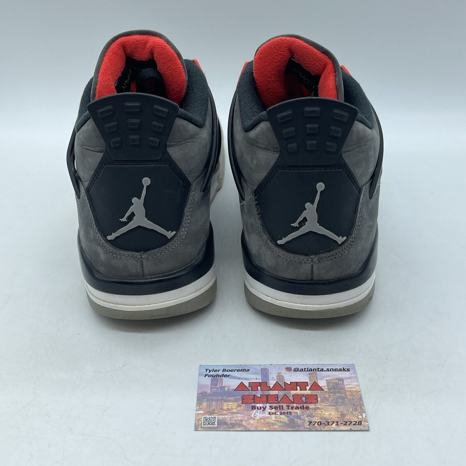 Size 10 - Jordan 4 Retro Mid Infrared White Grey Black Suede (DH6927-061)