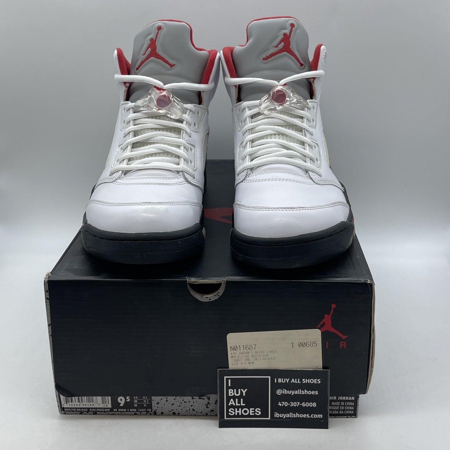 Size 9.5 - Air Jordan 5 Retro 2013 White Fire Red (136027-100)