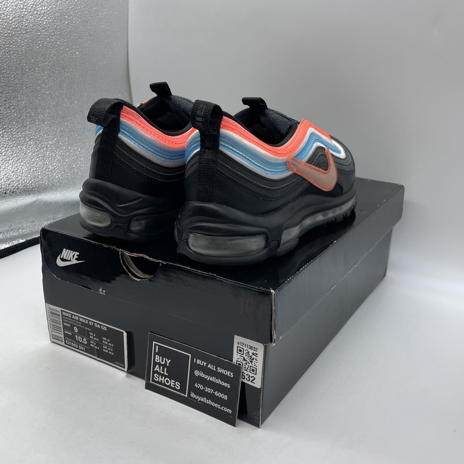 Size 9 - Nike Air Max 97 On Air: Neon Seoul Black Leather (CI1503-001)
