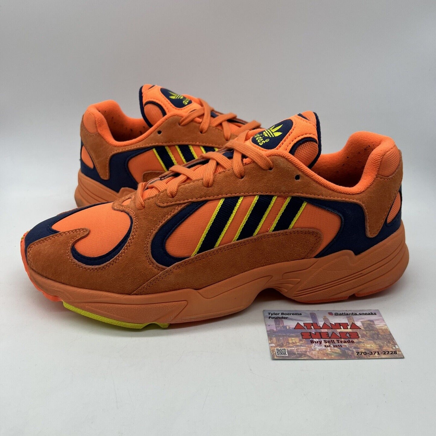 Size 11 - adidas Yung-1 Hi-Res Orange Navy Yellow Suede (B37613)