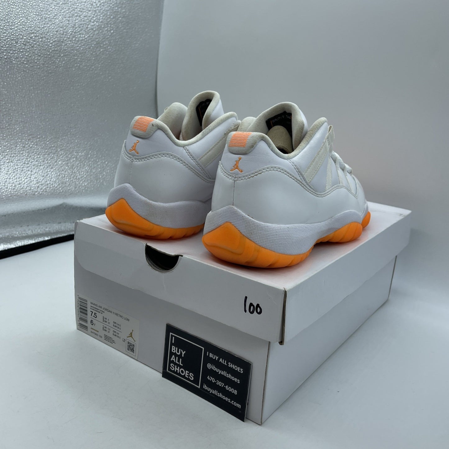 Size 7.5W - Air Jordan 11 Retro Low Bright Citrus White Leather (AH7860-139)