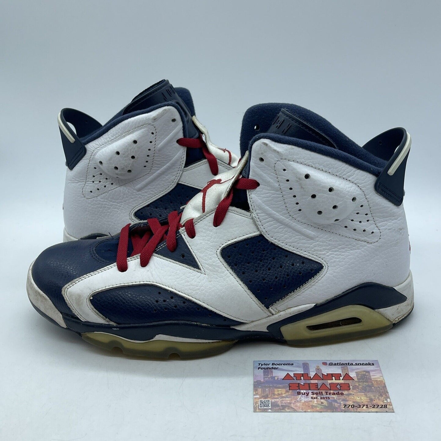 Size 11.5 - Air Jordan 6 Retro 2012 Olympic White Blue Red Leather (384664-130)