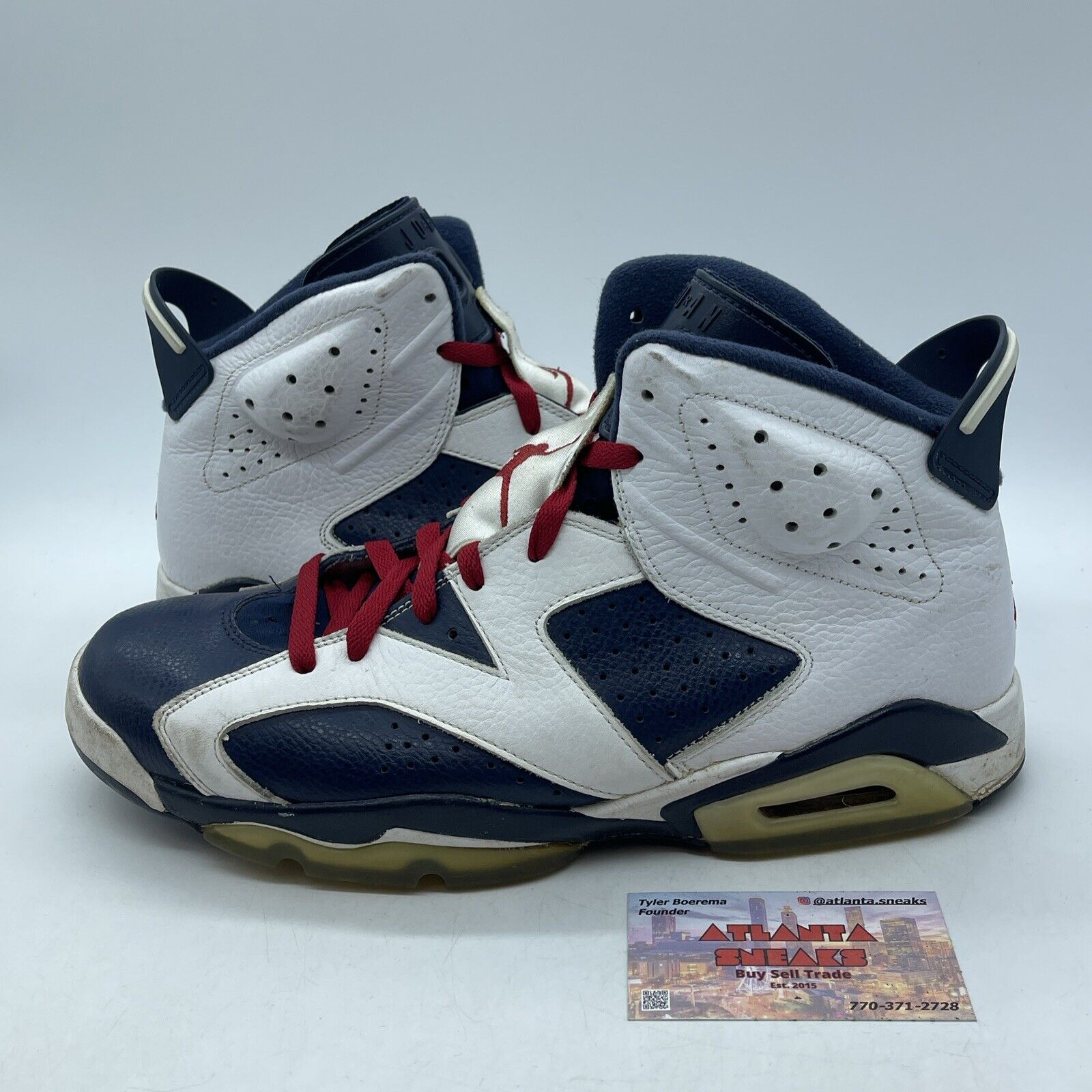 Size 11.5 - Air Jordan 6 Retro 2012 Olympic White Blue Red Leather (384664-130)