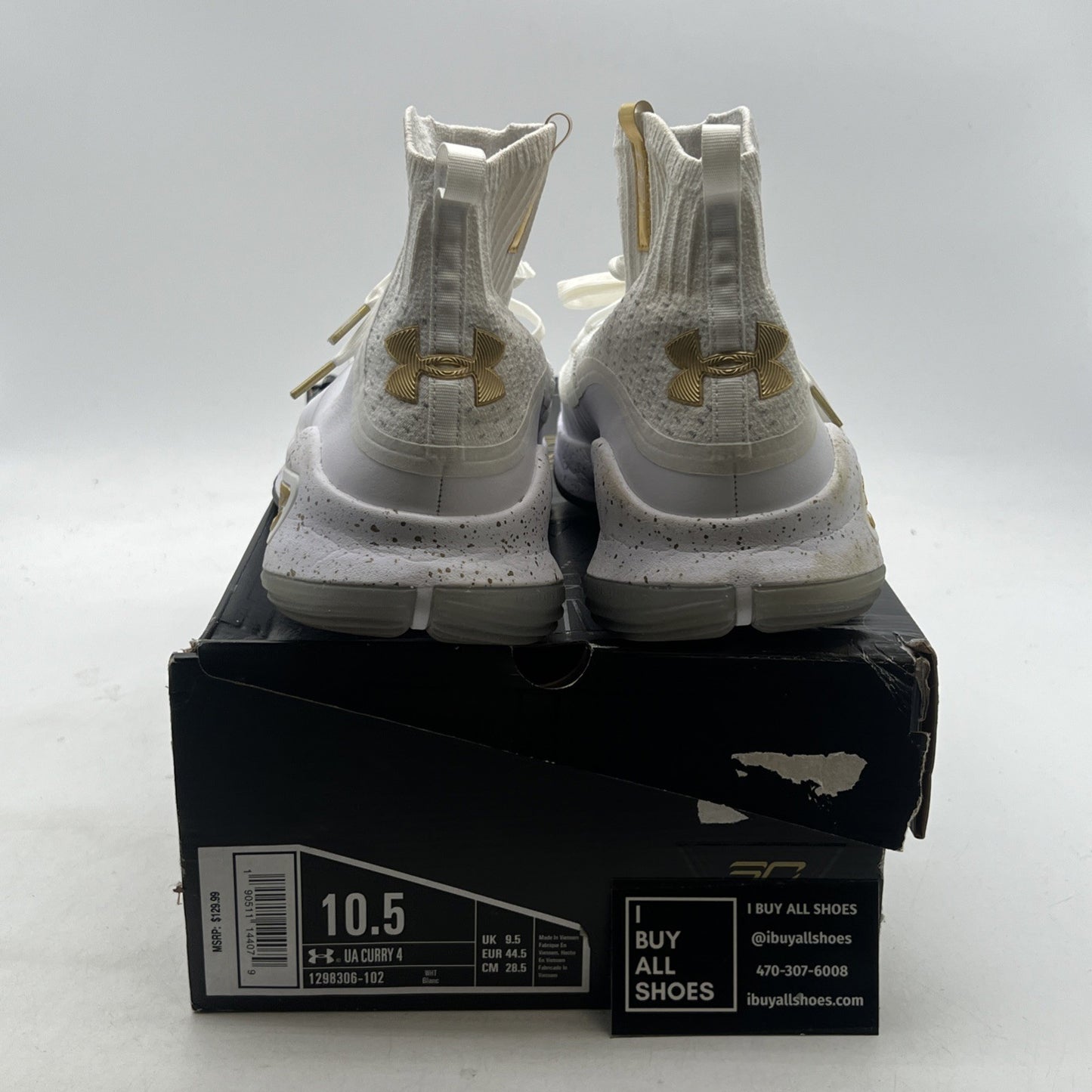 Size 10.5 - Under Armour Curry 4 2017 White Gold (1298306-102)