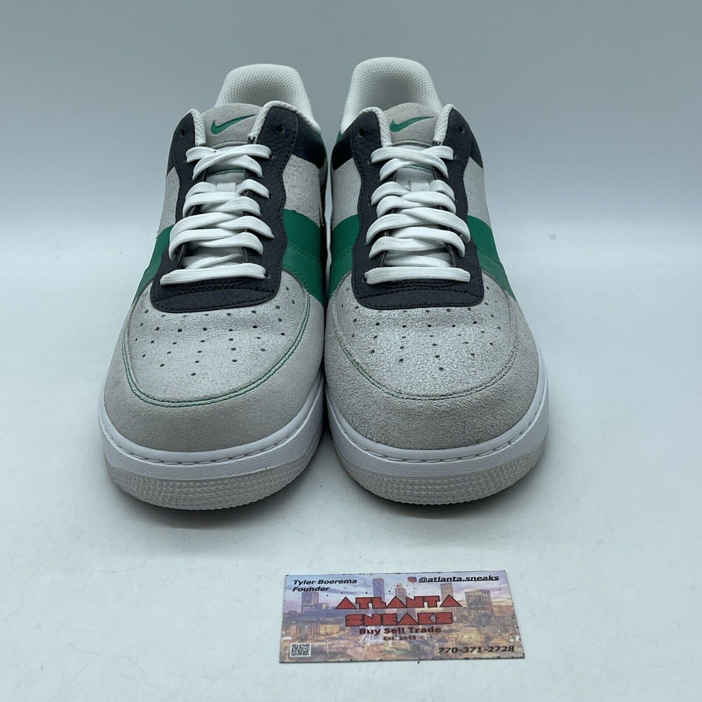 Size 12 - Nike Air Force 1 PRM Low Green Grey Suede Black Leather (CI0065-100)