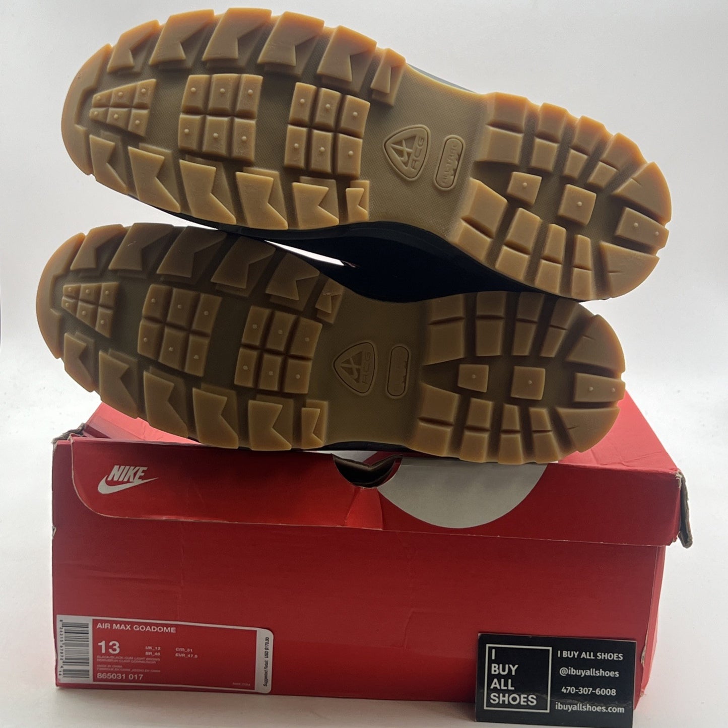 Size 13 - Nike Air Max ACG Goadome (865031-017) Black/Gum Winter Leather Boots