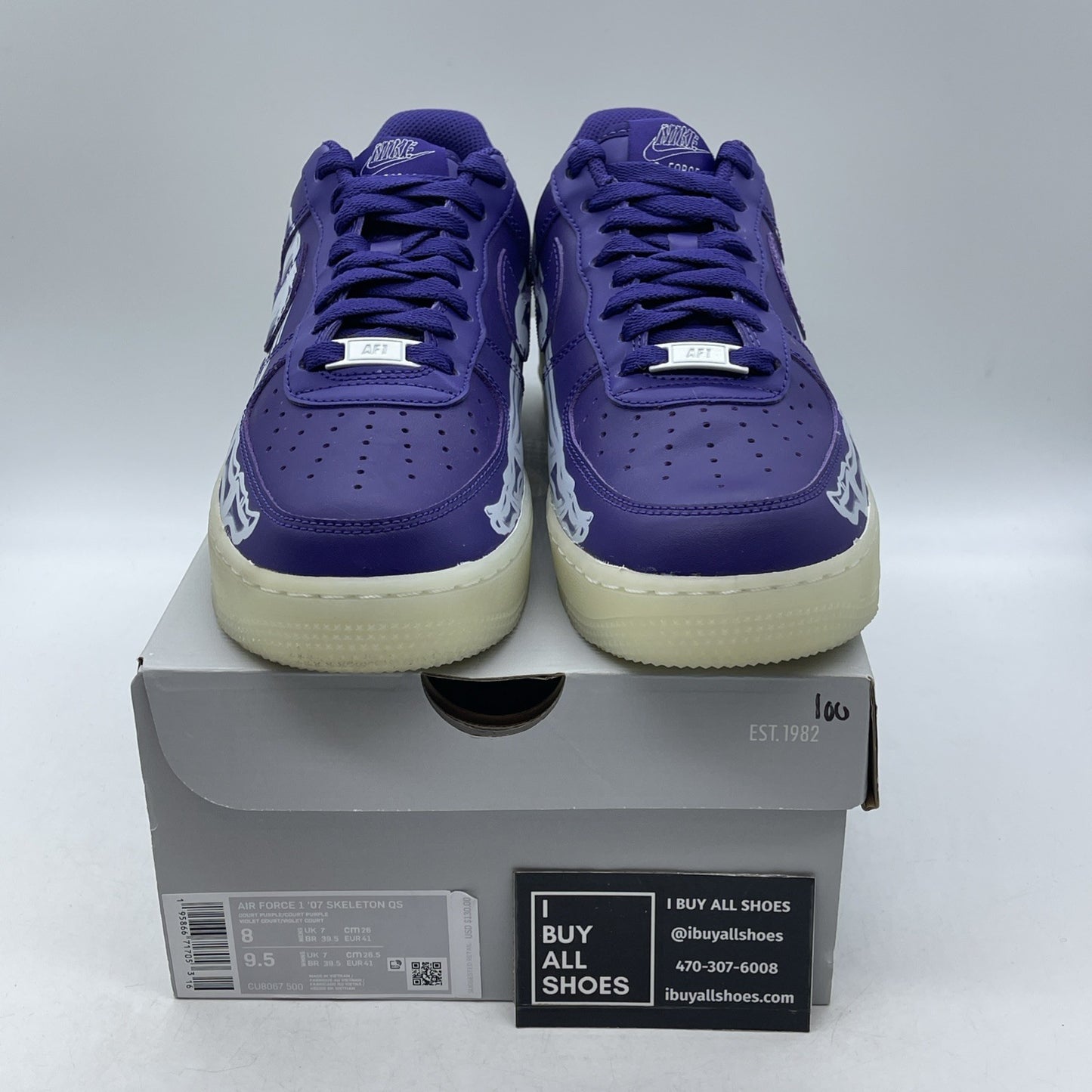 Size 8 - Nike Air Force 1 Low Purple Skeleton (CU8067-500)