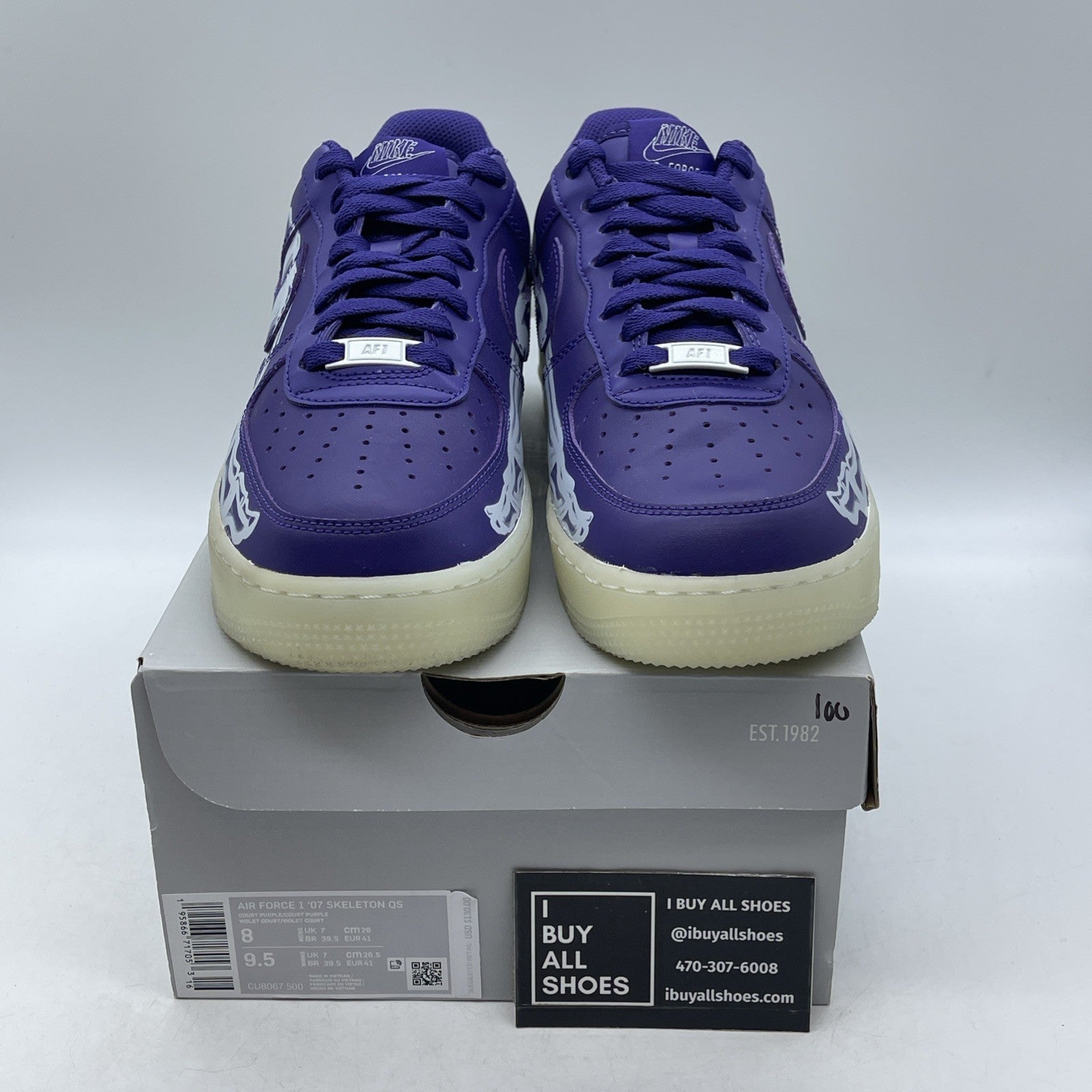 Size 8 - Nike Air Force 1 Low Purple Skeleton (CU8067-500)