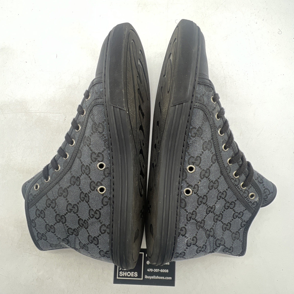 Size 8G - Gucci GG Supreme Monogram High Mens Black Sneakers