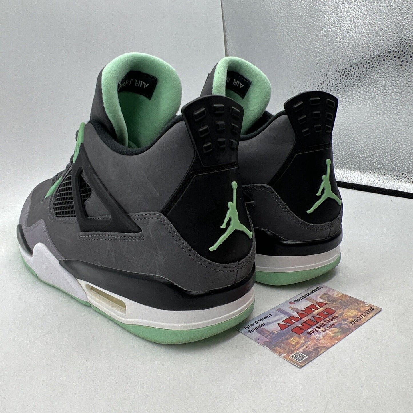 Size 11 - Jordan 4 Retro Green Glow 2013 Suede White Black (308497-033)