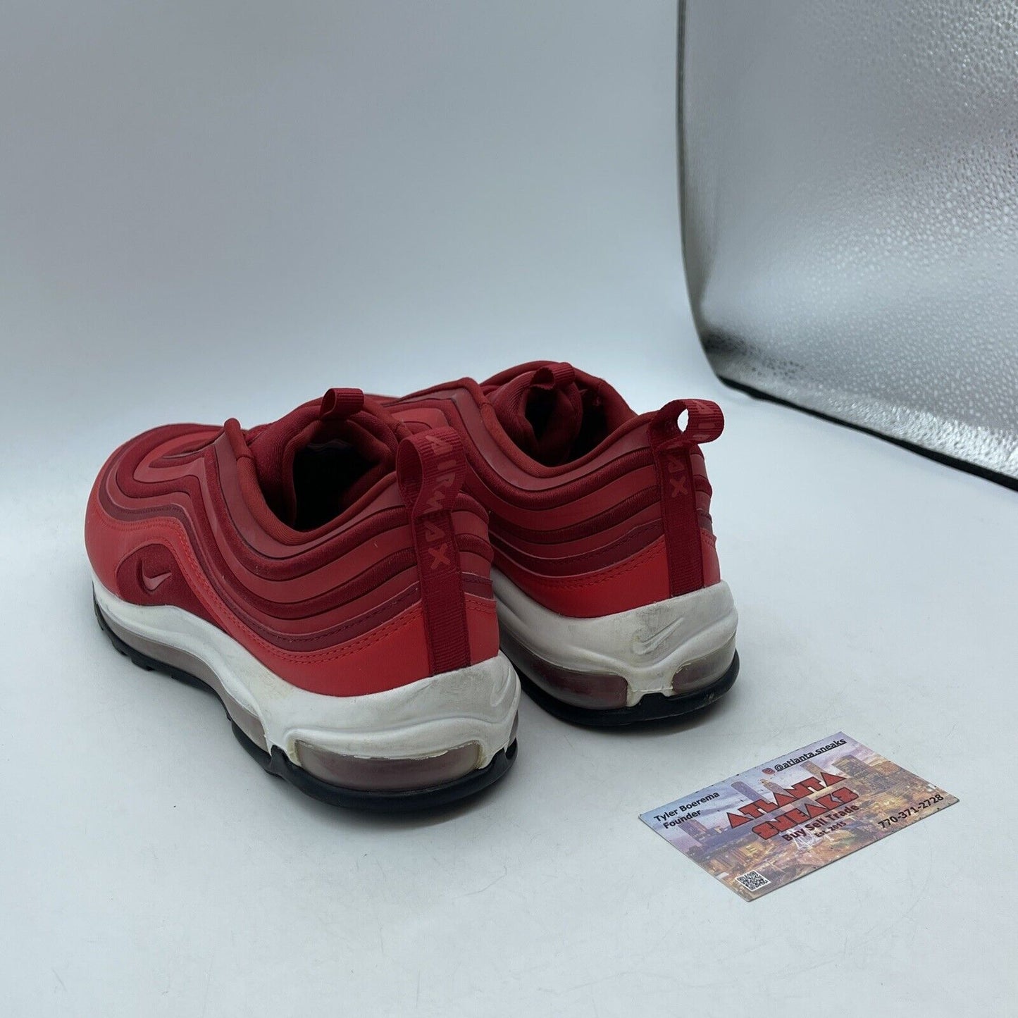 Size 10W - Nike Air Max 97 Ultra Gym Red White Black Suede Leather (917704-601)