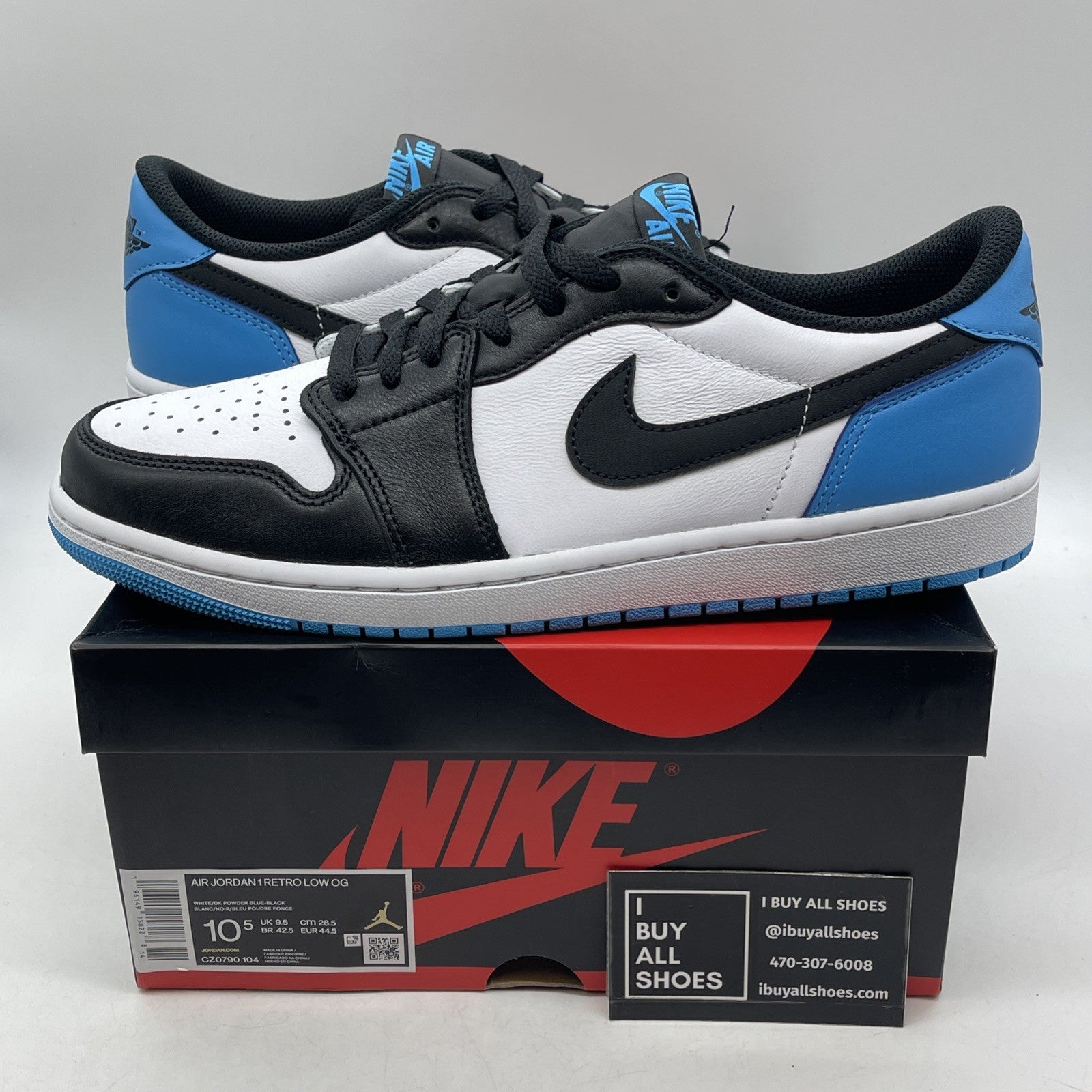 Size 10.5 - Air Jordan 1 Retro OG Low UNC (CZ0790-104)