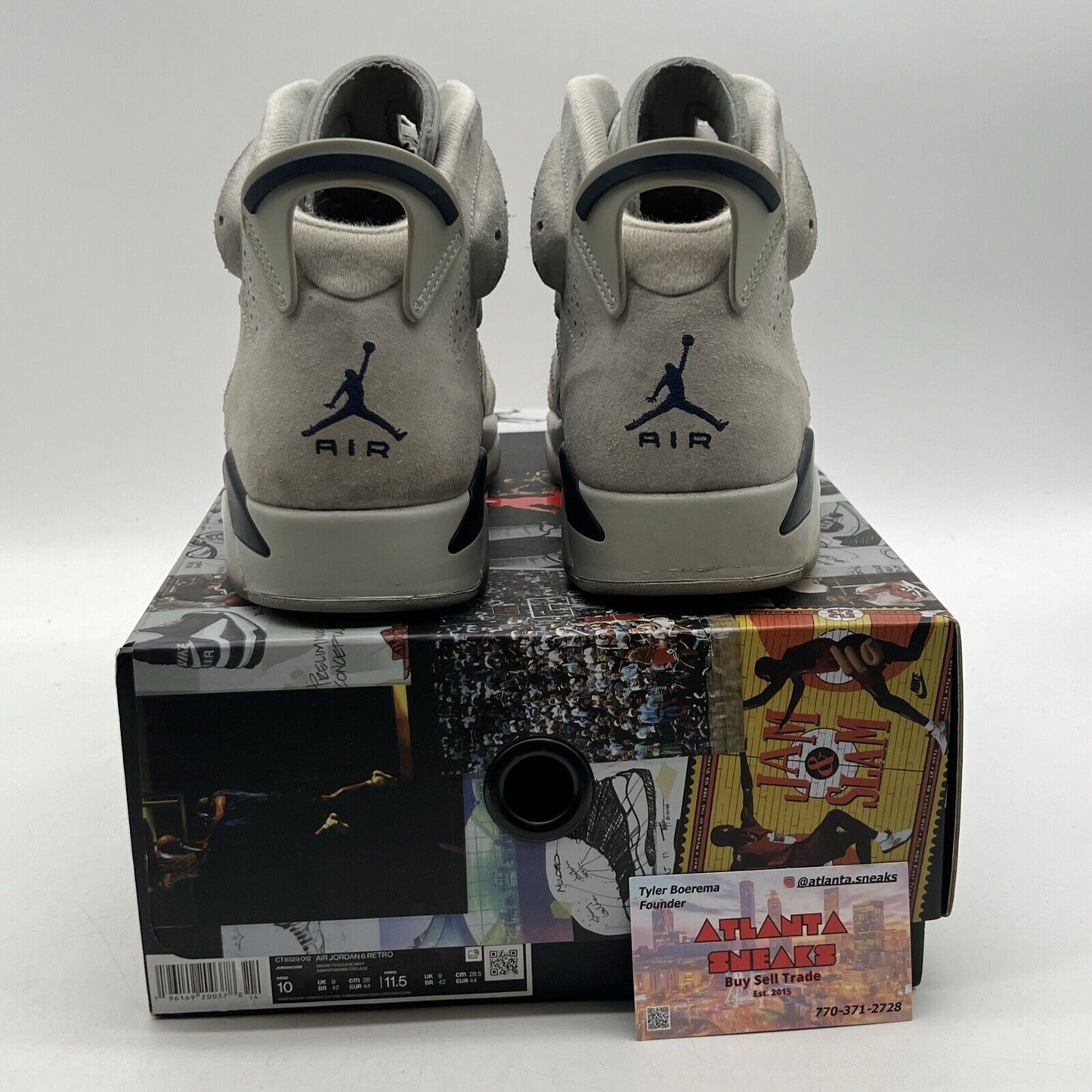 Size 10 - Jordan 6 Retro Mid Georgetown Grey Navy Suede (CT8529-012)