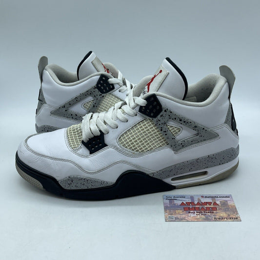 Size 13 - Jordan 4 Retro OG Mid White Cement Black Grey Leather (840606-192)