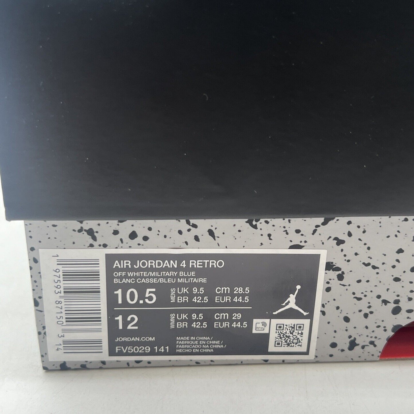 Size 10.5 - Air Jordan 4 Retro 2024 Military Blue (FV5029-141).