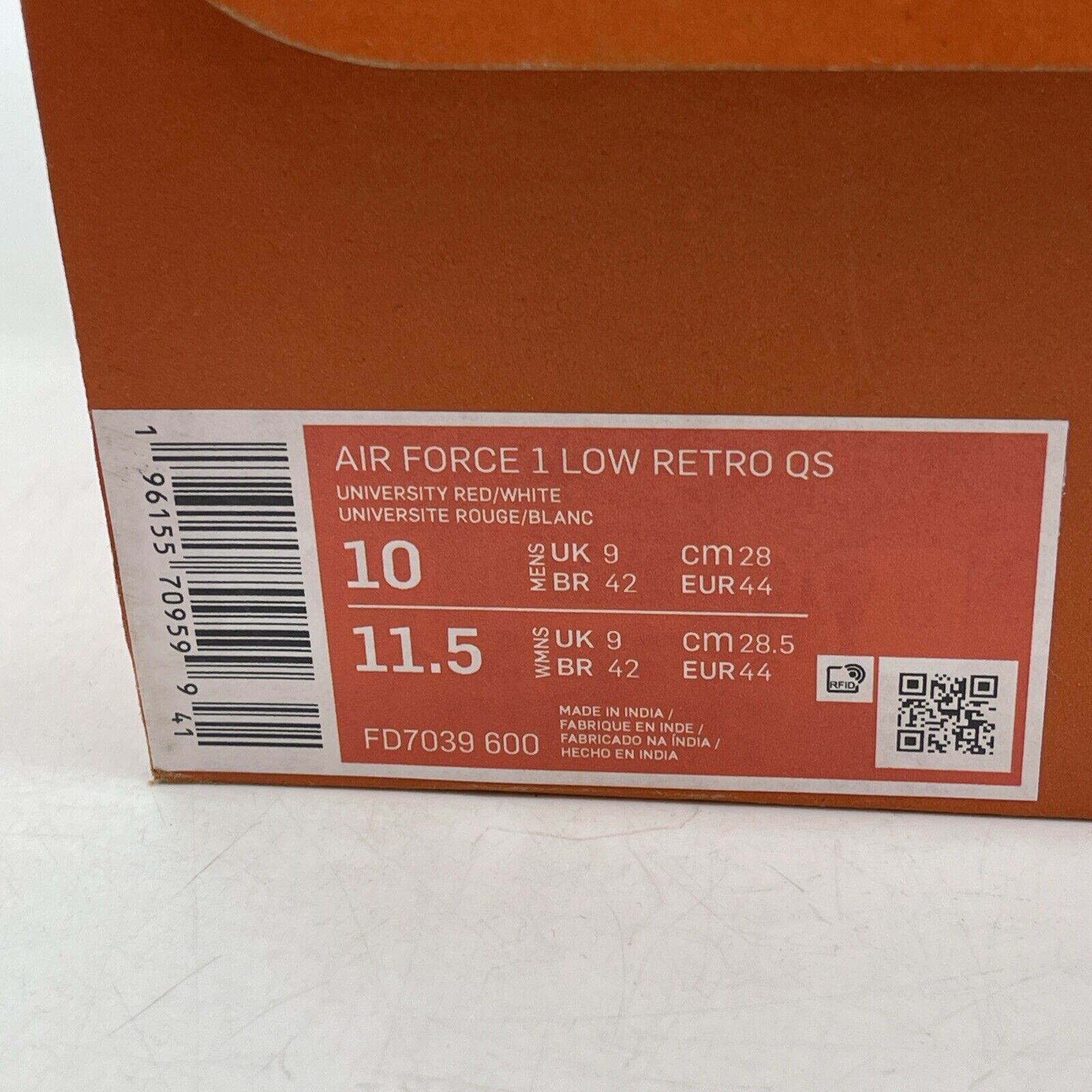 Size 10 - Nike Air Force 1 Low Color of the Month - University Red (FD7039-600)
