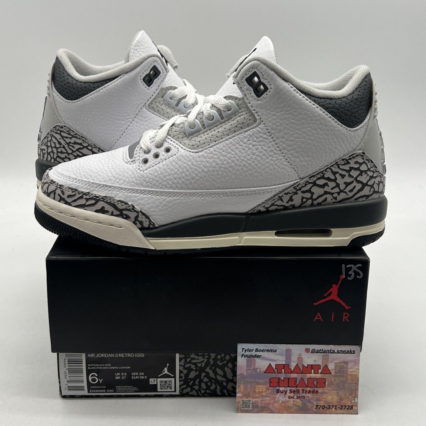 Size 6Y - Jordan 3 Mid Hide N' Sneak White Black Grey Suede Leather (DX6665-100)