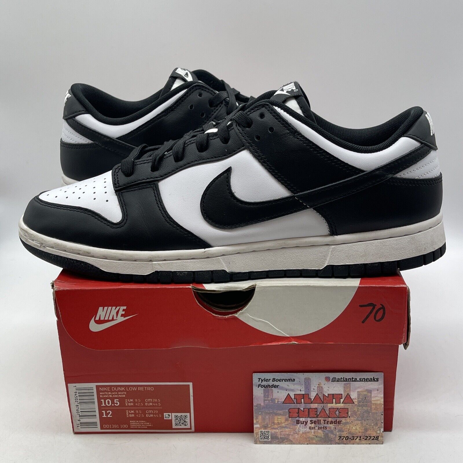 Size 10.5 - Nike Dunk Low Black White Leather (DD1391-100)