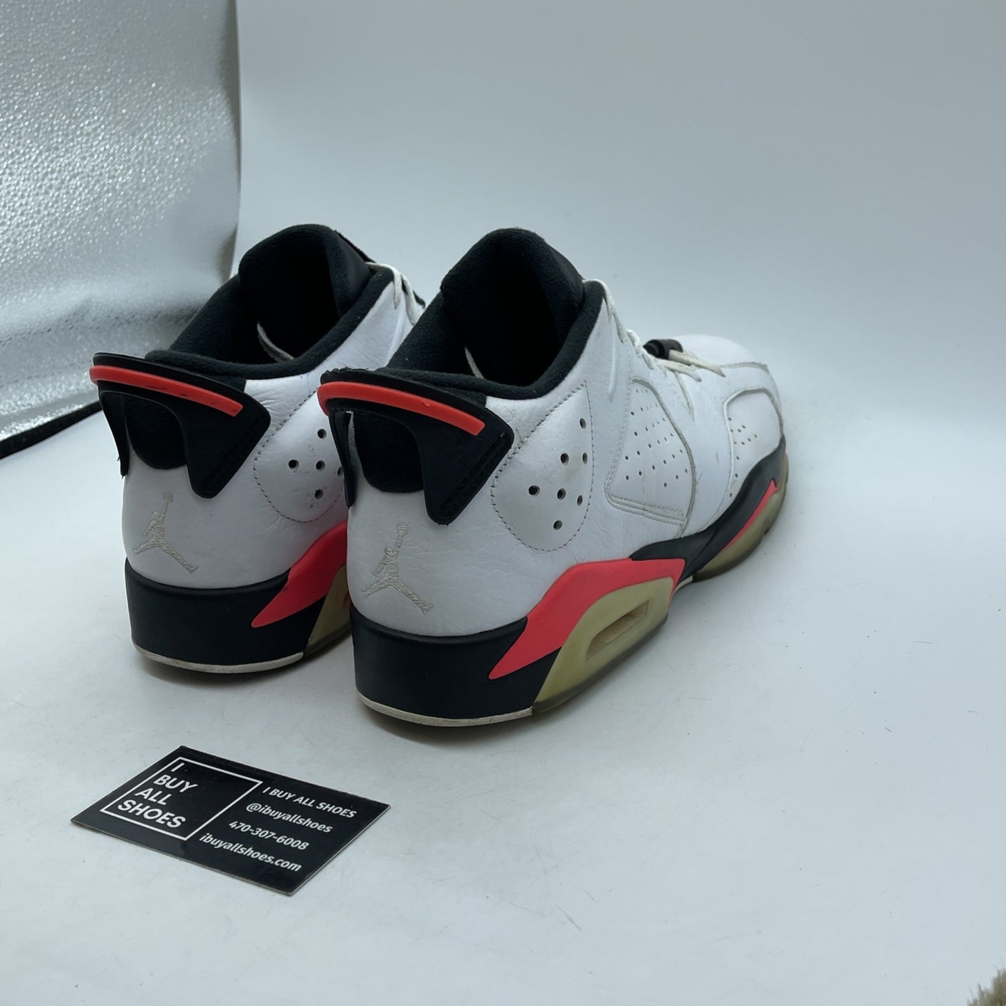 Size 12 - Air Jordan 6 Low White Infrared Black Leather (304401-123)