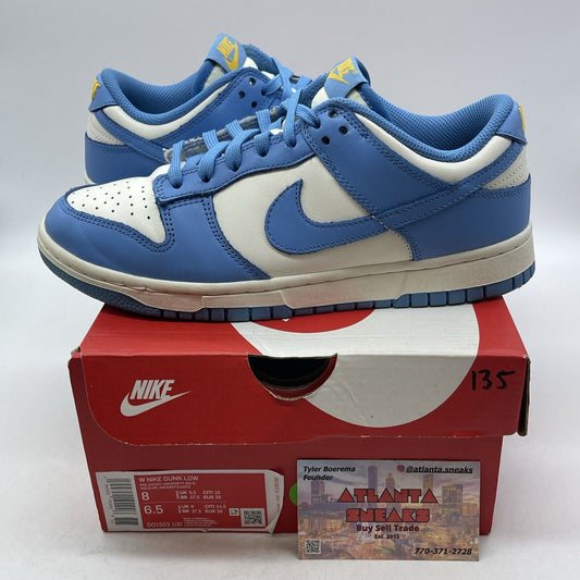 Size 8W - Nike Dunk Low Coast White Blue Gold Leather (DD1503-100)