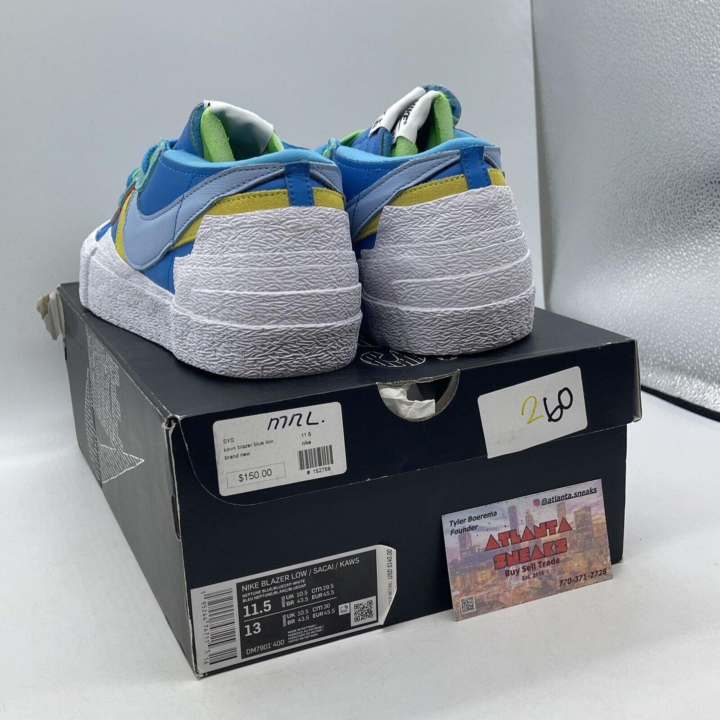 Size 11.5 - Nike KAWS x sacai x Blazer Low Neptune Blue Leather (DM7901-400)